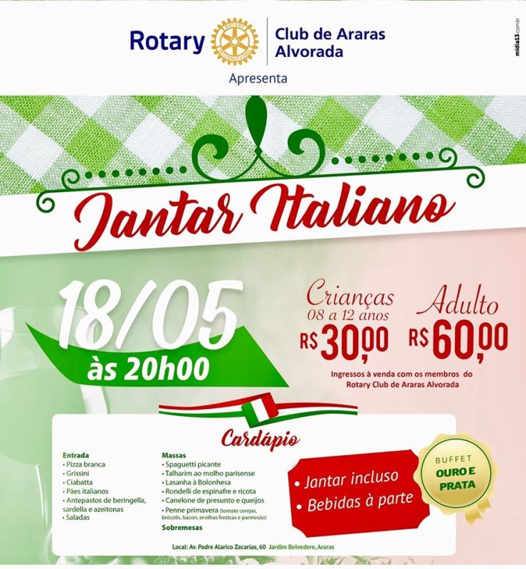 Rotary Club de Araras Sul organiza a 1a. Noite Carré e Picanha